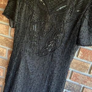 ~Elegant Vintage Black Beaded Dress~